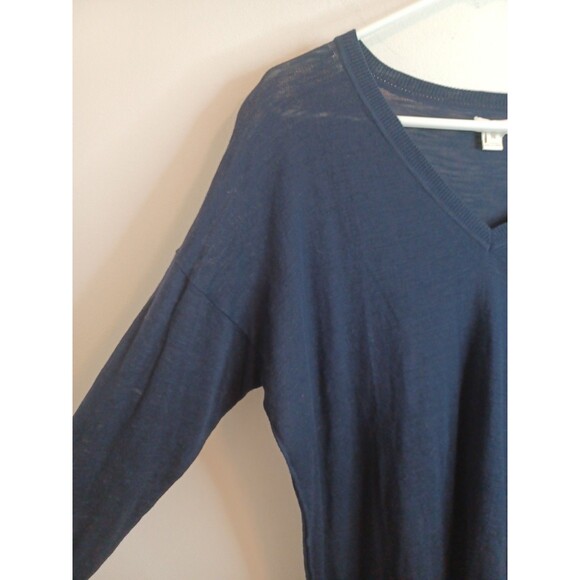 J. Crew V Neck Sweater XL Blue 3/4 Sleeve Pullover Preppy Minimalist Coastal - Picture 5 of 8